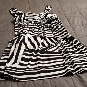 Zebra colored  black and white Halter top with open back Summer dress.